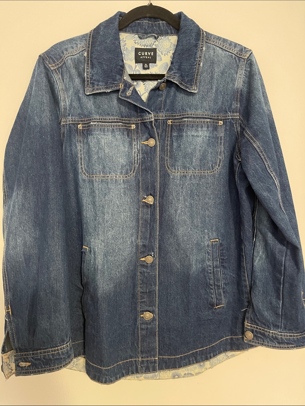 Curve Appeal Classic Denim Jacket in Medium Blue